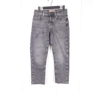 7 Seven For All Mankind Jeans Womens SZ 25 Tapered Leg Crop Raw Hem Button‎ Fly